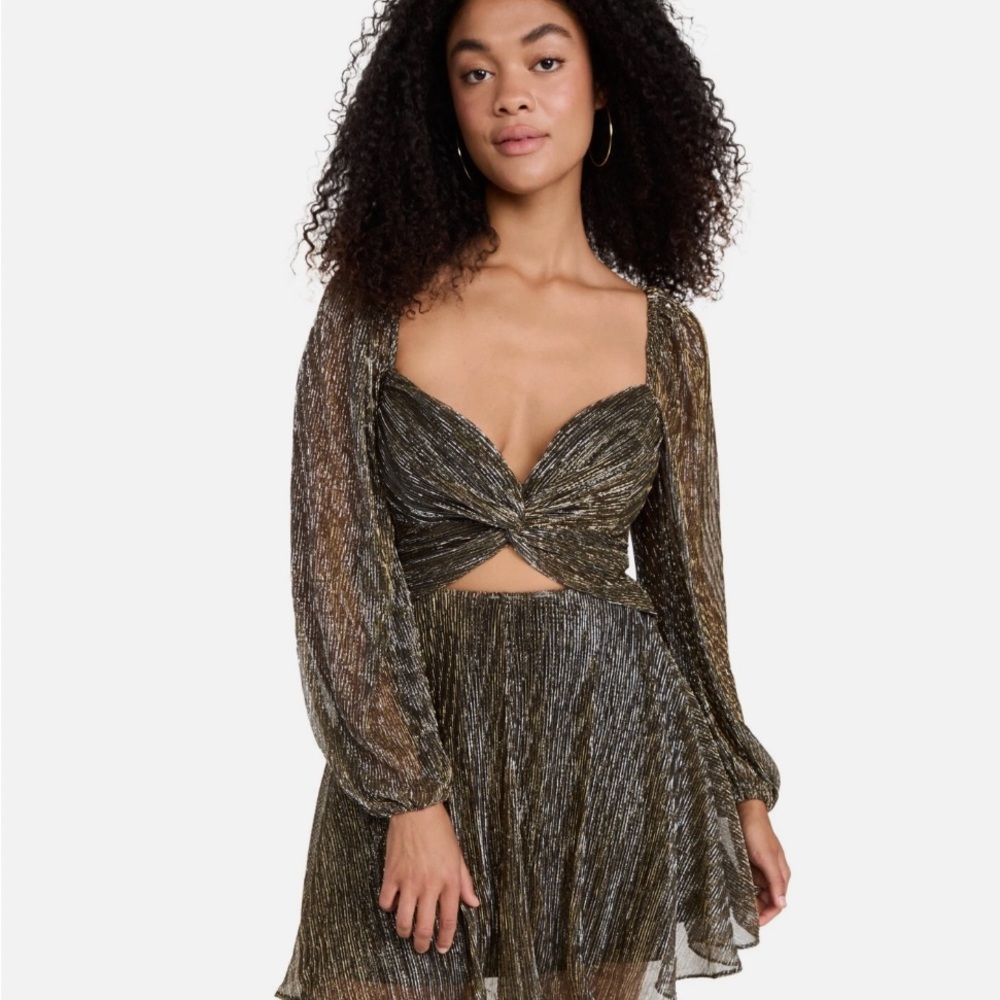 Bardot Metallic Long Sleeve Dress